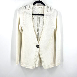 Soft Surroundings Sweater Cardigan White 1 Button Loose‎ Knit Women's Small